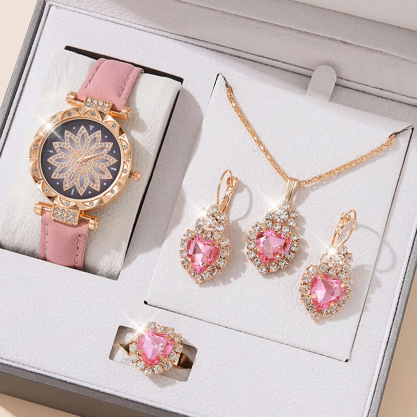 Watches Sets Gifts for Women Crystal Bling Wristwatch Jewelry Kit Gift for Mom Wife Girlfriend - Lovaki