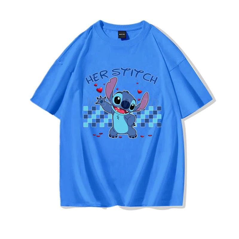 Couples Matching T Shirt Her Stitch His Angle Funny Graphic T Shirts Women Men 100% Cotton Summer Clothes Couple's Clothing - Lovaki