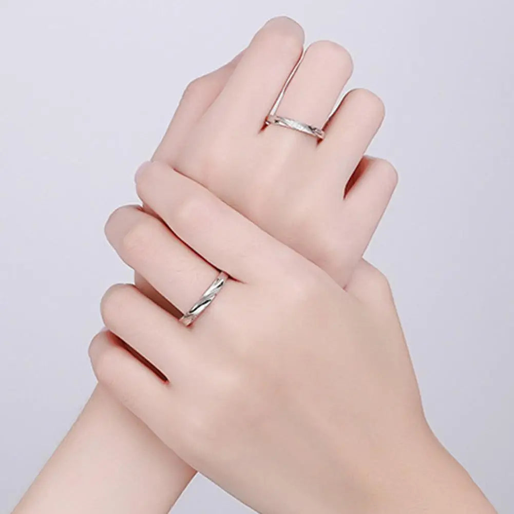 2Pcs Couple Rings For Lovers Steel Wedding Set Women Love Jewelry Silver Color Valentine's Day Anniversary Gifts - Lovaki