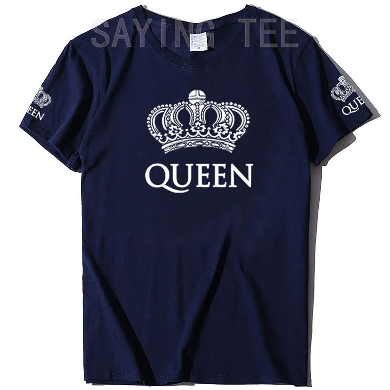 Matching Shirts for Couples Set for Him and Her King Queen T-Shirts Boyfriends Girlfriends Clothes Short Sleeve Graphic Tee Tops - Lovaki