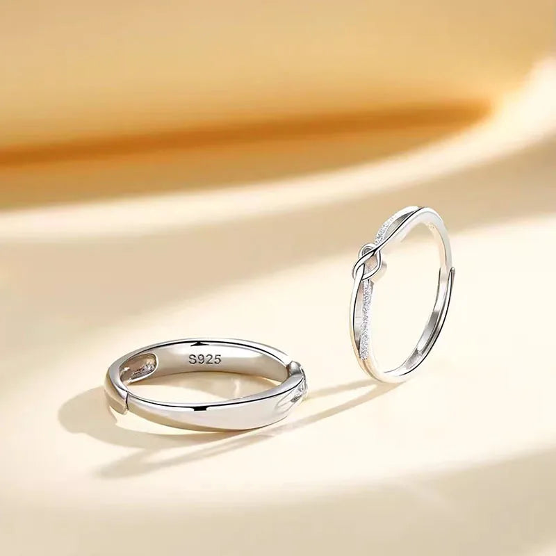 Simple Design Couple Ring 925 Sterling Silver Couples Promise to Each Other Really Silver Lover Wedding Engagement High Jewelry - Lovaki