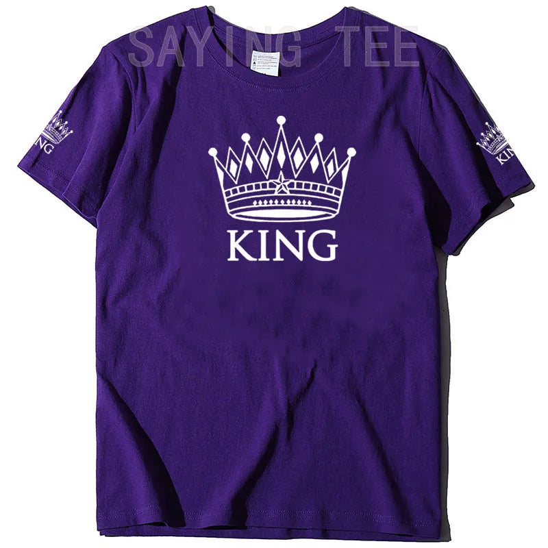 Matching Shirts for Couples Set for Him and Her King Queen T-Shirts Boyfriends Girlfriends Clothes Short Sleeve Graphic Tee Tops - Lovaki