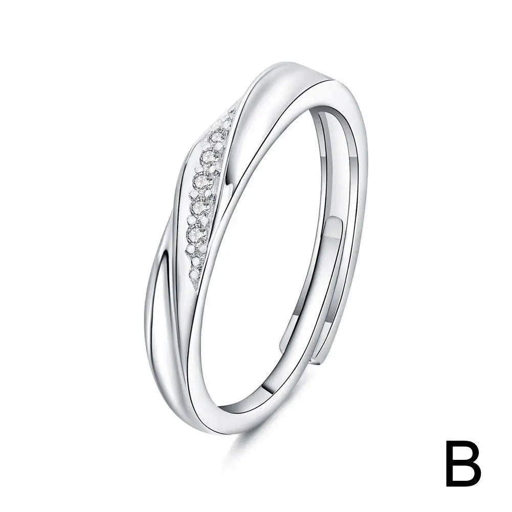 2Pcs Couple Rings For Lovers Steel Wedding Set Women Love Jewelry Silver Color Valentine's Day Anniversary Gifts - Lovaki