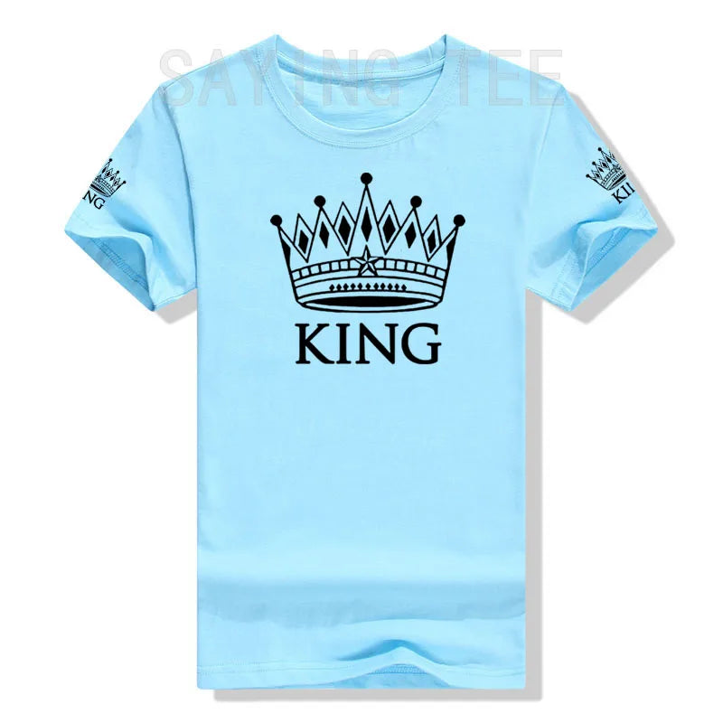 Matching Shirts for Couples Set for Him and Her King Queen T-Shirts Boyfriends Girlfriends Clothes Short Sleeve Graphic Tee Tops - Lovaki