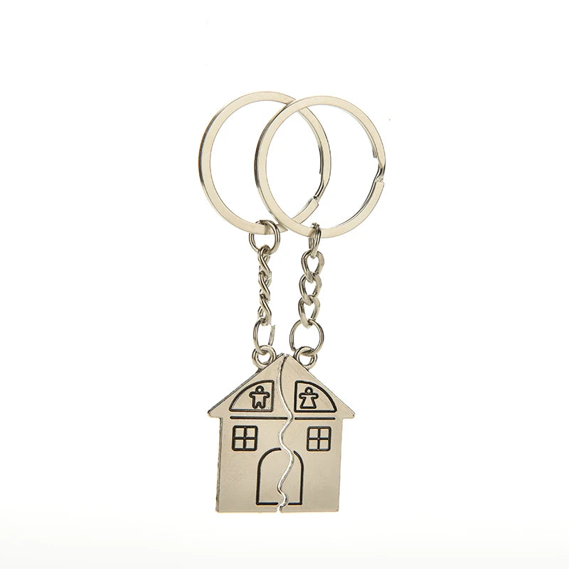 1Pair New Couple I LOVE YOU Lovers Keychain Warm House Type Couple Key Chain Souvenirs Valentine's Day Gift Built With Love Home - Lovaki
