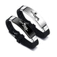 2 Pcs/Set His Queen Her King Couple Bracelet Stainless Steel Adjustable Silicone Strap Bangle Valentine's Day Gift - Lovaki
