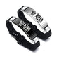 2 Pcs/Set His Queen Her King Couple Bracelet Stainless Steel Adjustable Silicone Strap Bangle Valentine's Day Gift - Lovaki