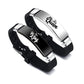 2 Pcs/Set His Queen Her King Couple Bracelet Stainless Steel Adjustable Silicone Strap Bangle Valentine's Day Gift - Lovaki