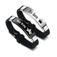 2 Pcs/Set His Queen Her King Couple Bracelet Stainless Steel Adjustable Silicone Strap Bangle Valentine's Day Gift - Lovaki