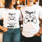 Couple Matching  T-Shirt Funny Game Player 1 Player 2 Shirts Short Sleeve Loose Women Men Tshirt Pregnancy Announcement Tops - Lovaki