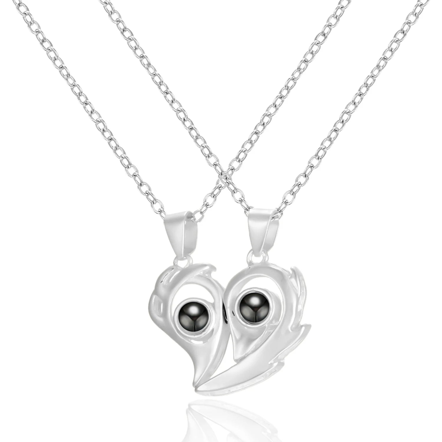 2Pc Magnetic Couple Necklace Set Distance Heart Matching Projection Pendent 100 Languages I Love You Lovers  Necklace Jewelry - Lovaki