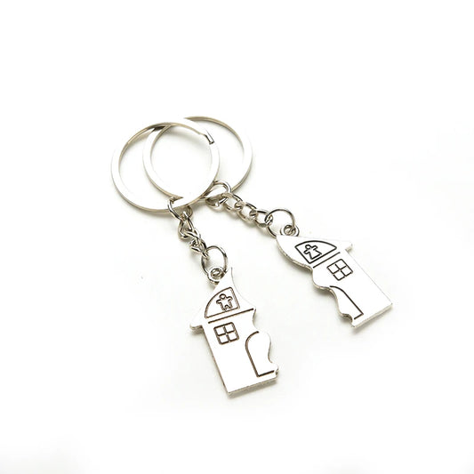 1Pair New Couple I LOVE YOU Lovers Keychain Warm House Type Couple Key Chain Souvenirs Valentine's Day Gift Built With Love Home - Lovaki