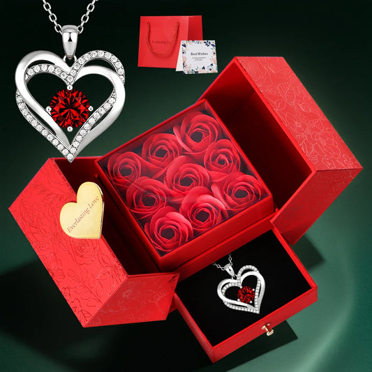 Elegant Rose Jewelry Gift Set with Necklace - Valentine's/Xmas/Mother's Day Present for Her - Perfect for Wife, Daughter, Girlfr - Lovaki