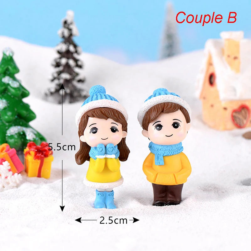 1Set Mini Cute Figurines Miniature Couple Accessories For Lover Wedding Gift Miniature Landscape Ornaments Doll House Decoration - Lovaki