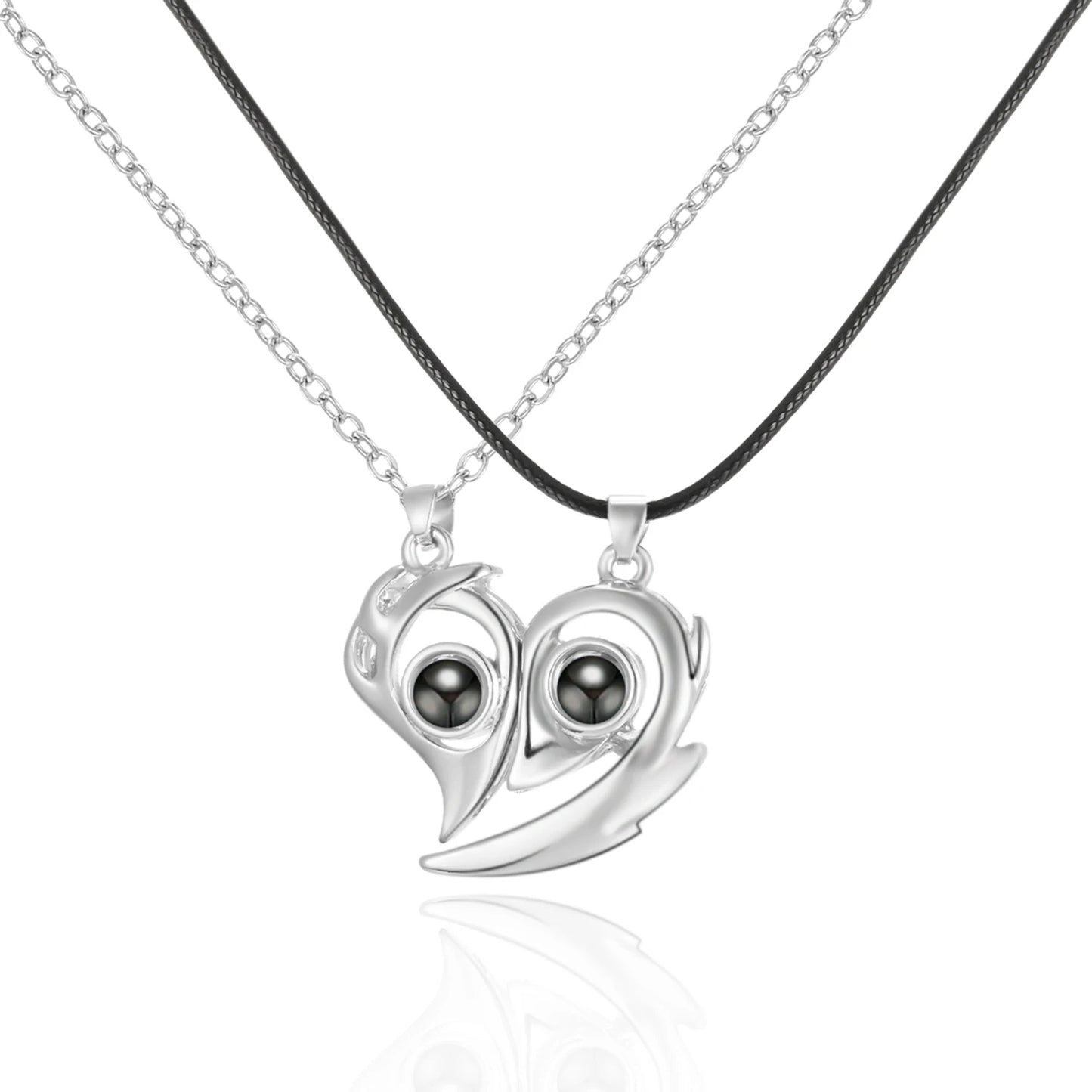 2Pc Magnetic Couple Necklace Set Distance Heart Matching Projection Pendent 100 Languages I Love You Lovers  Necklace Jewelry - Lovaki