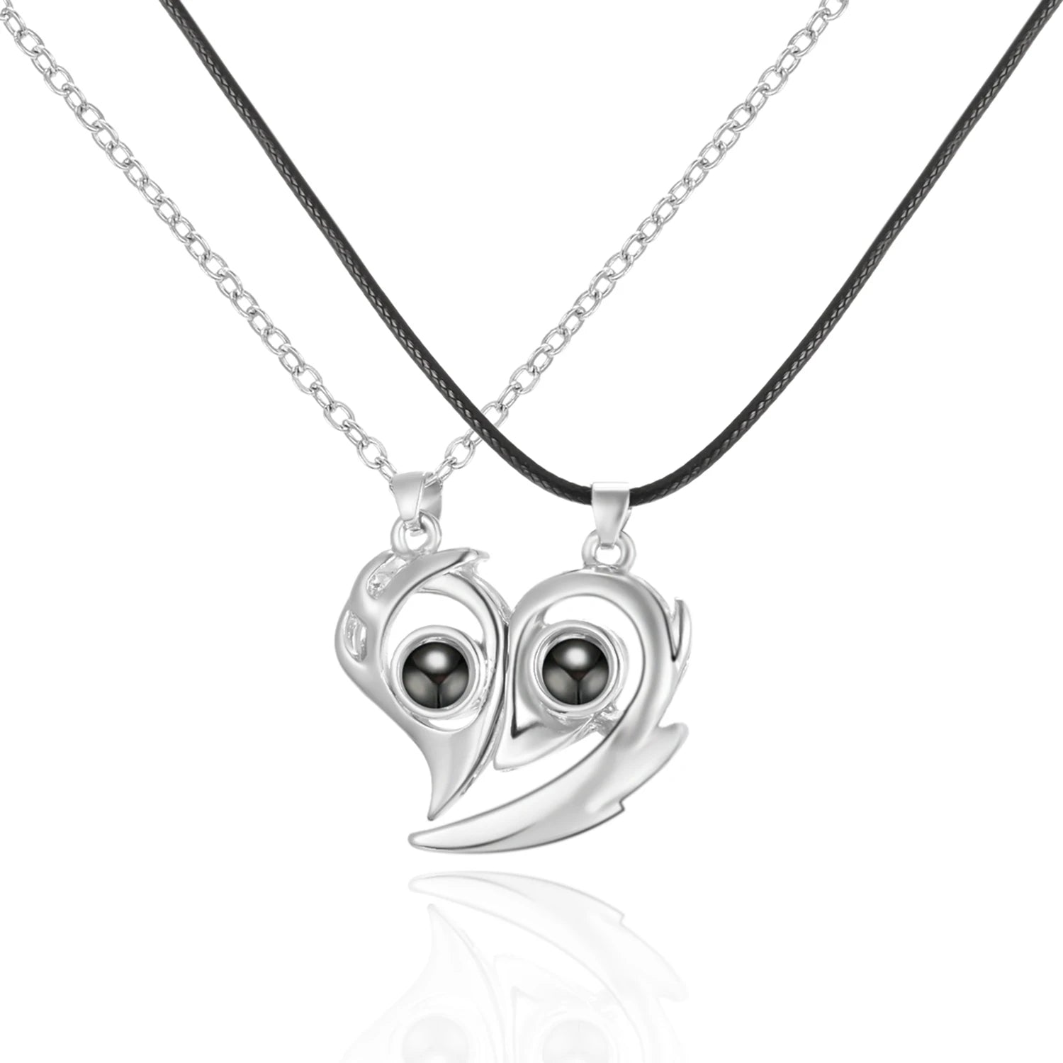2Pc Magnetic Couple Necklace Set Distance Heart Matching Projection Pendent 100 Languages I Love You Lovers  Necklace Jewelry - Lovaki