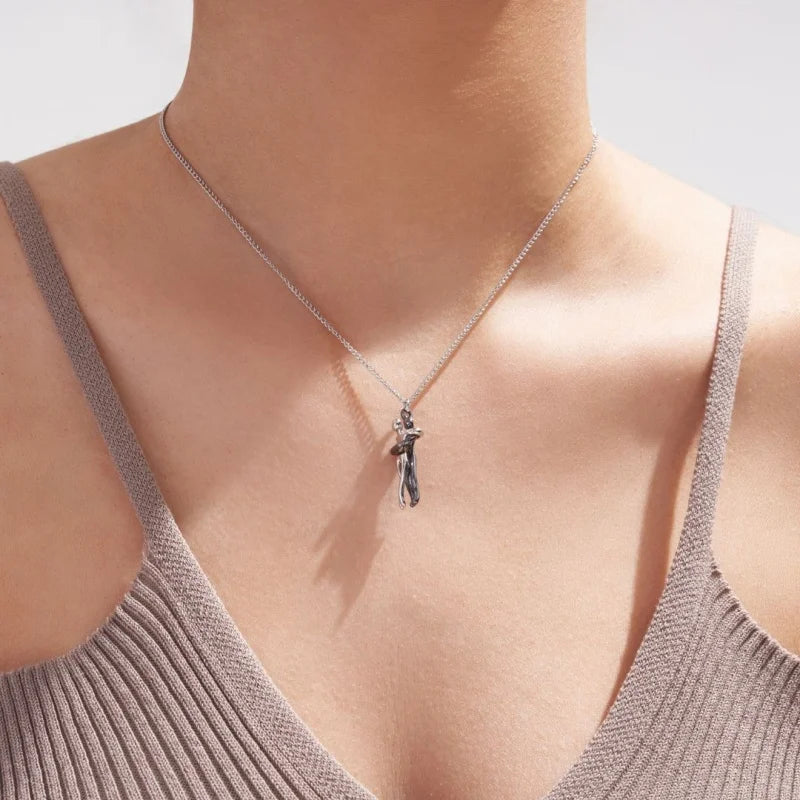 Hug Couples Pendant Necklace for Him and Her, The Tale of Two Lovers Jewelry, Affectionate Hug Necklaces Couple for Women Men - Lovaki