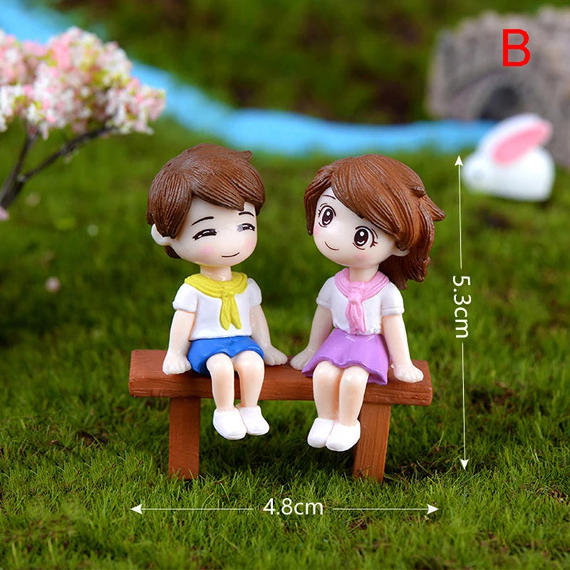 1Set Mini Cute Figurines Miniature Couple Accessories For Lover Wedding Gift Miniature Landscape Ornaments Doll House Decoration - Lovaki