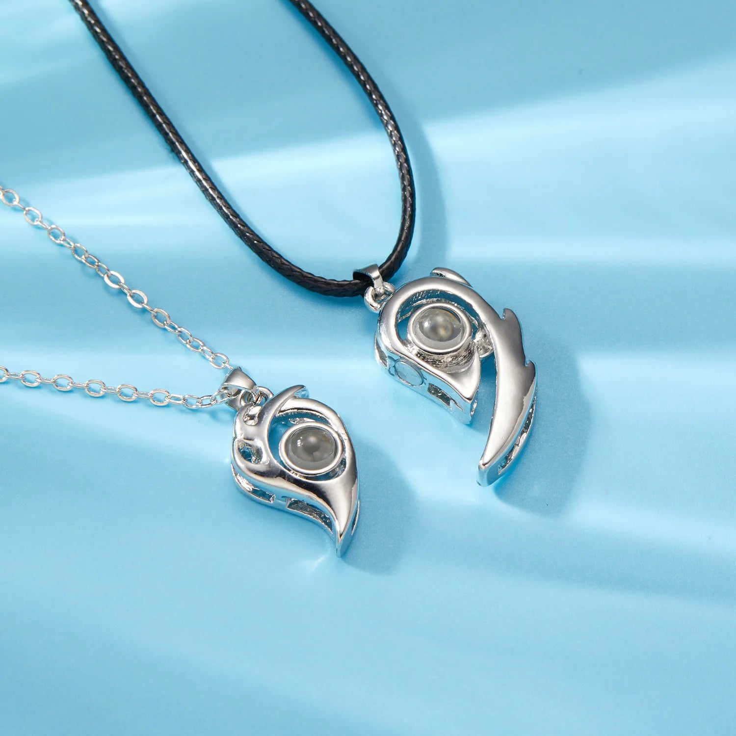 2Pc Magnetic Couple Necklace Set Distance Heart Matching Projection Pendent 100 Languages I Love You Lovers  Necklace Jewelry - Lovaki