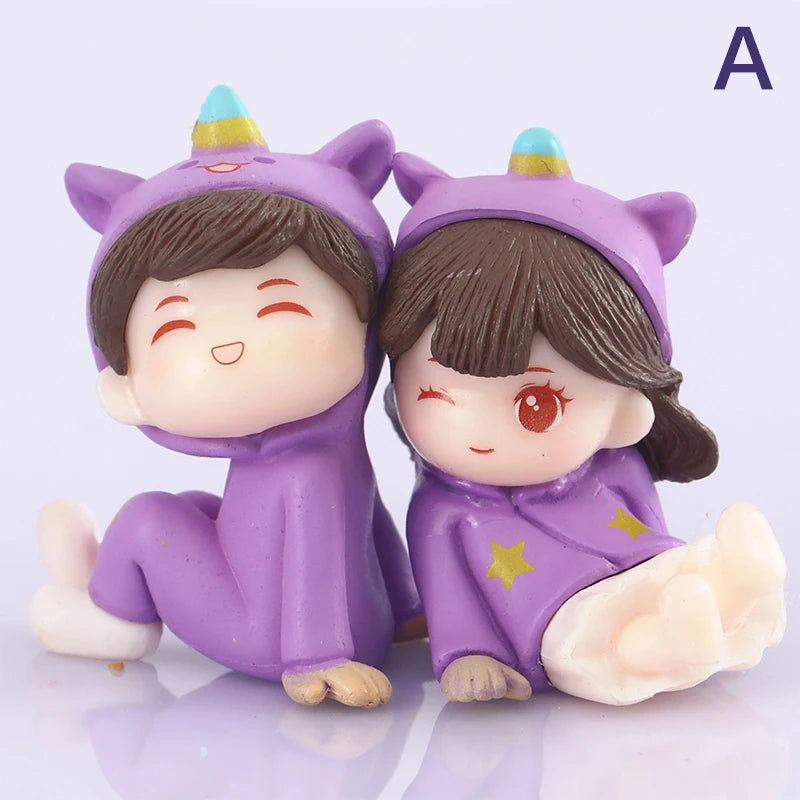 1Set Mini Cute Figurines Miniature Couple Accessories For Lover Wedding Gift Miniature Landscape Ornaments Doll House Decoration - Lovaki