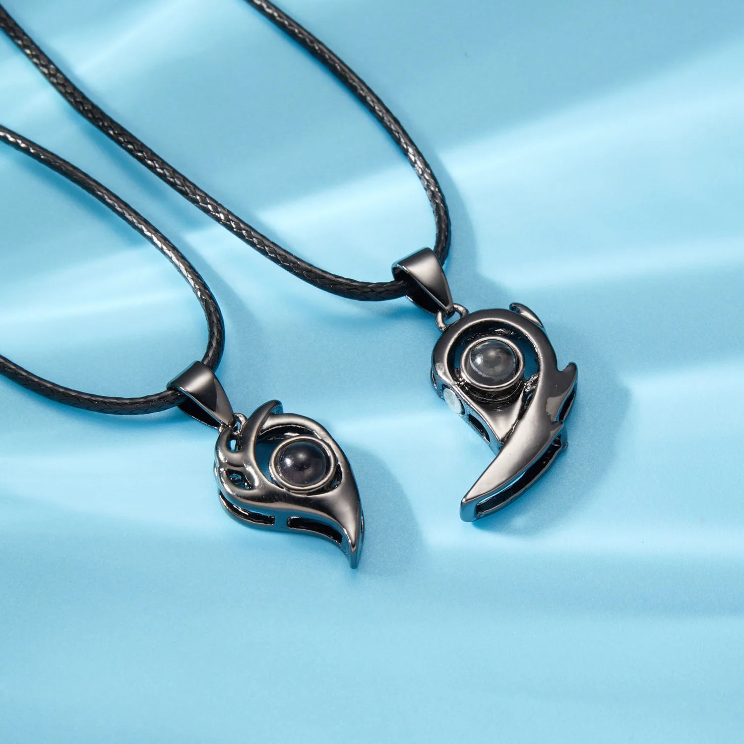2Pc Magnetic Couple Necklace Set Distance Heart Matching Projection Pendent 100 Languages I Love You Lovers  Necklace Jewelry - Lovaki