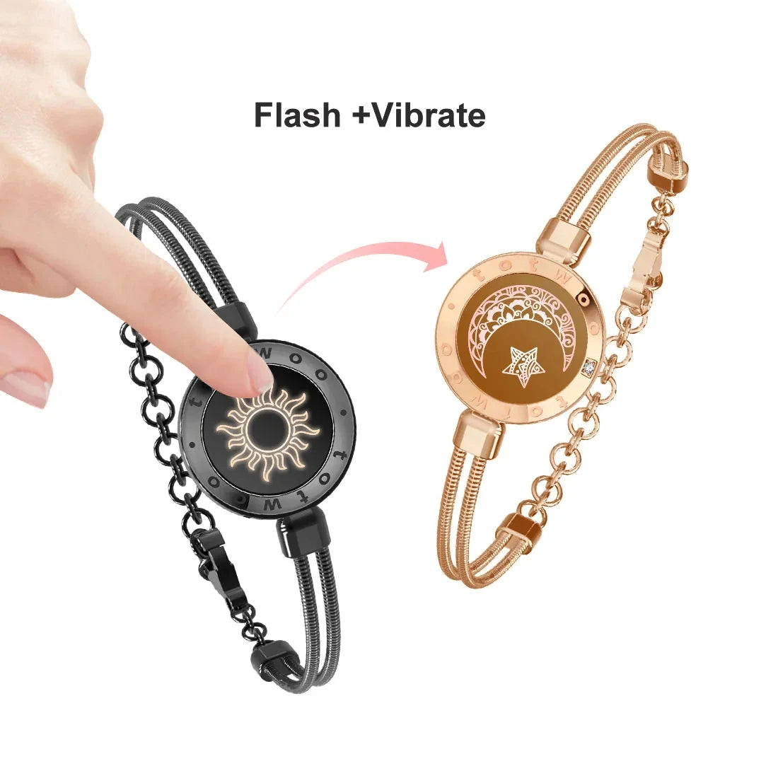 TOTWOO Long Distance Touch Bracelets for Couples, Vibration & Light up for Love Couples Bracelets | Long Distance Relationship - Lovaki