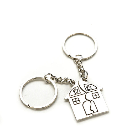 1Pair New Couple I LOVE YOU Lovers Keychain Warm House Type Couple Key Chain Souvenirs Valentine's Day Gift Built With Love Home - Lovaki