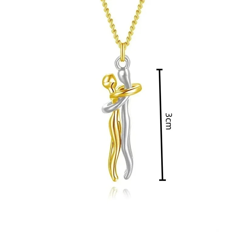 Hug Couples Pendant Necklace for Him and Her, The Tale of Two Lovers Jewelry, Affectionate Hug Necklaces Couple for Women Men - Lovaki
