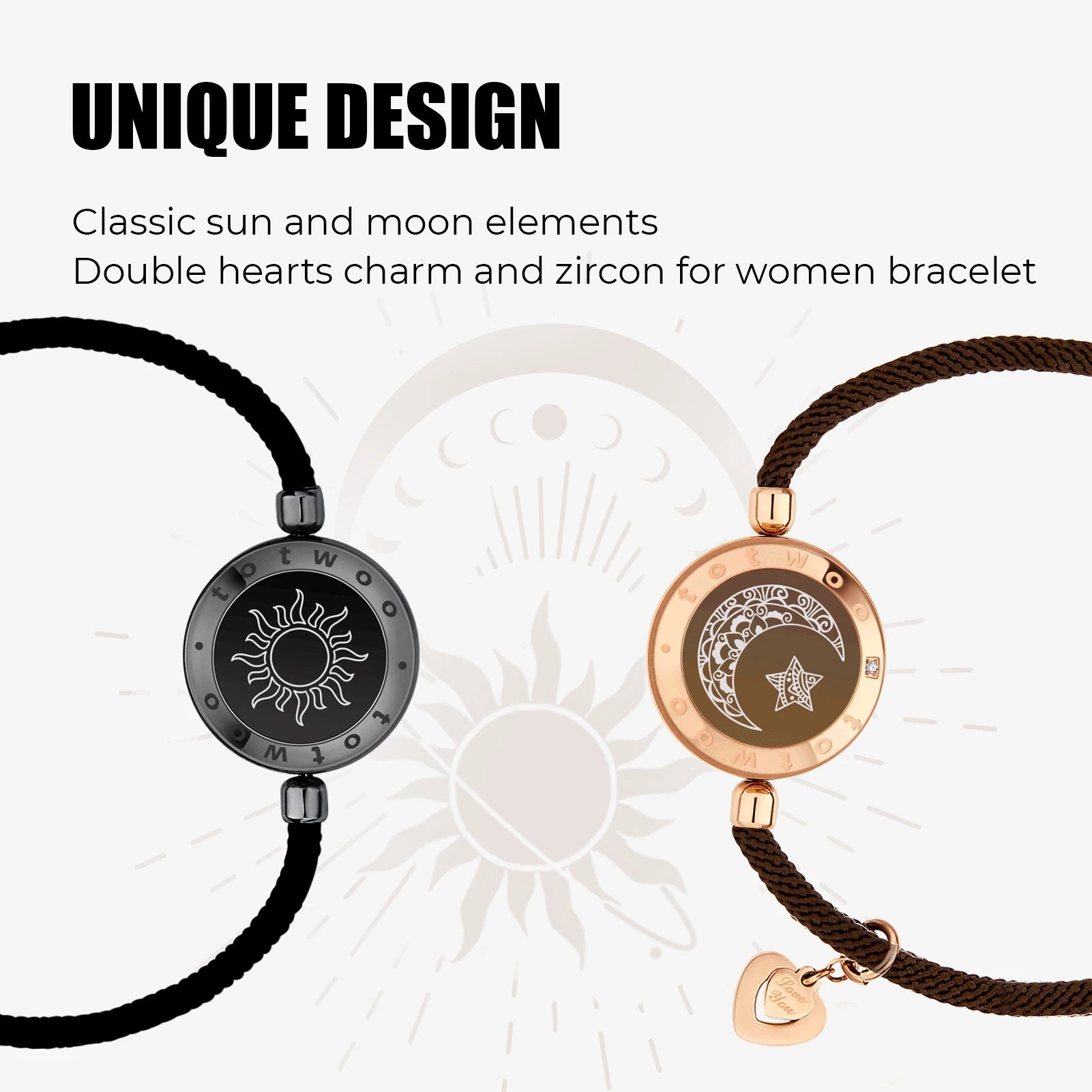 TOTWOO Long Distance Touch Bracelets for Couples, Vibration & Light up for Love Couples Bracelets | Long Distance Relationship - Lovaki