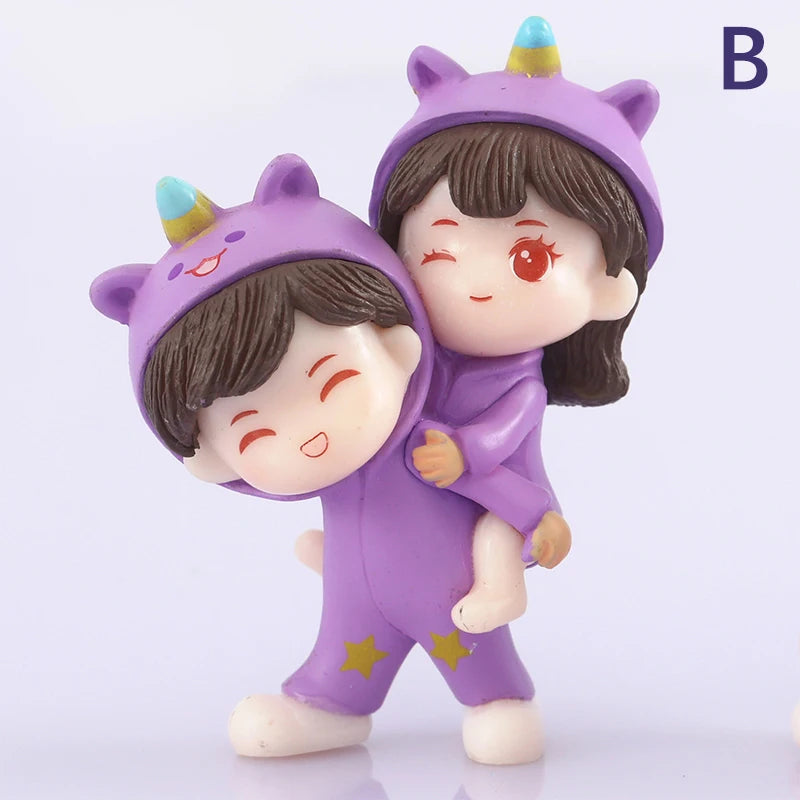 1Set Mini Cute Figurines Miniature Couple Accessories For Lover Wedding Gift Miniature Landscape Ornaments Doll House Decoration - Lovaki