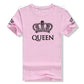 Matching Shirts for Couples Set for Him and Her King Queen T-Shirts Boyfriends Girlfriends Clothes Short Sleeve Graphic Tee Tops - Lovaki