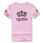 Matching Shirts for Couples Set for Him and Her King Queen T-Shirts Boyfriends Girlfriends Clothes Short Sleeve Graphic Tee Tops - Lovaki