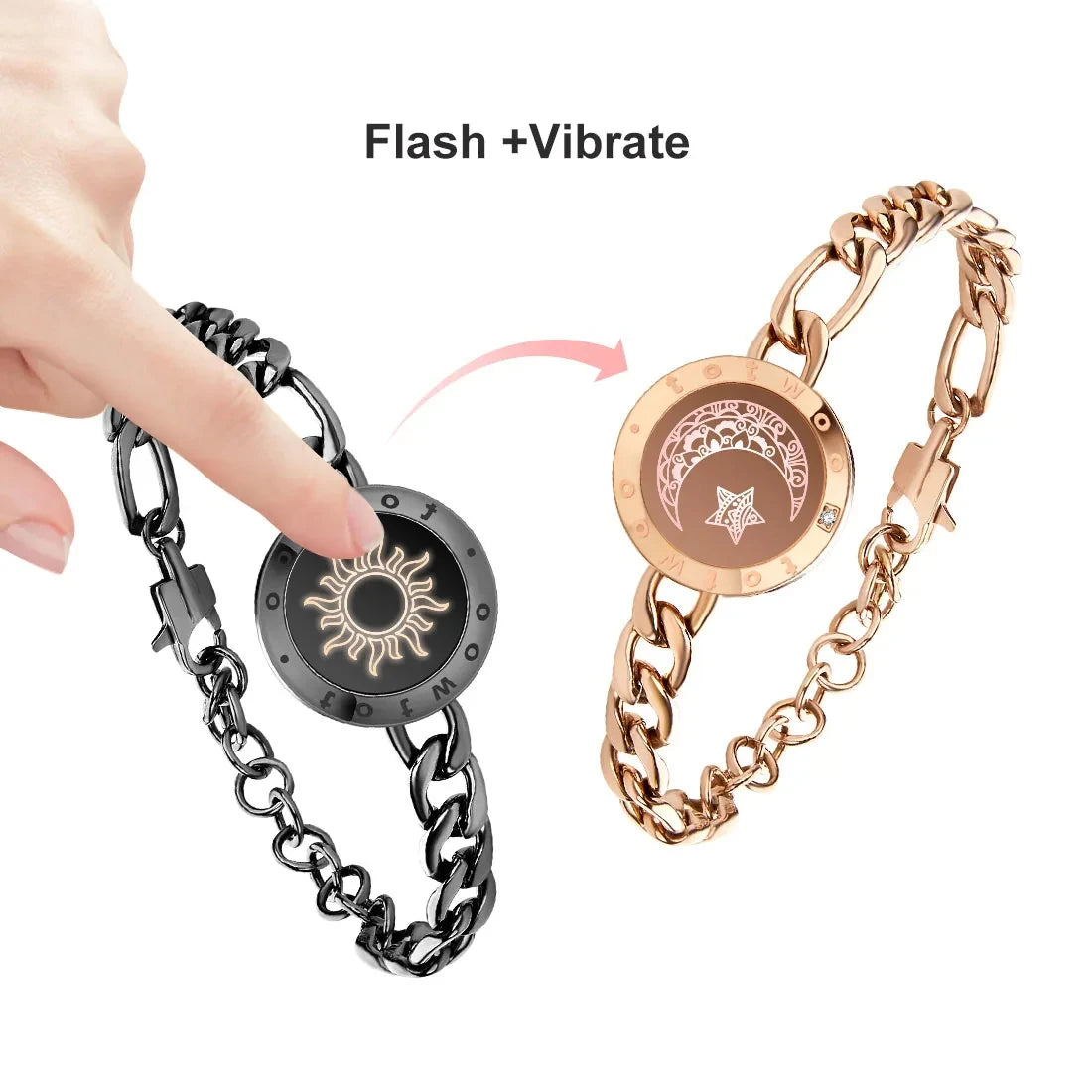 TOTWOO Long Distance Touch Bracelets for Couples, Vibration & Light up for Love Couples Bracelets | Long Distance Relationship - Lovaki