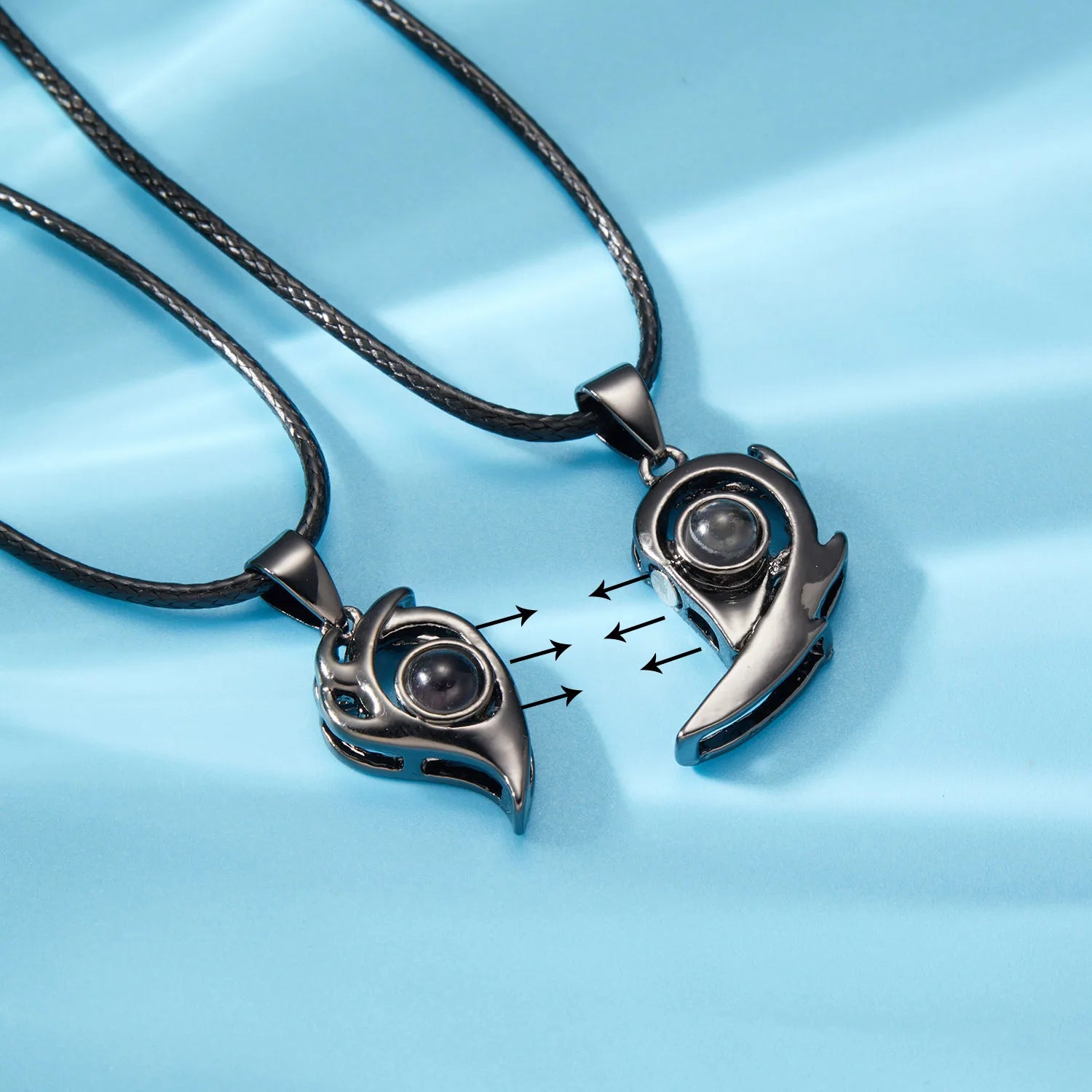 2Pc Magnetic Couple Necklace Set Distance Heart Matching Projection Pendent 100 Languages I Love You Lovers  Necklace Jewelry - Lovaki