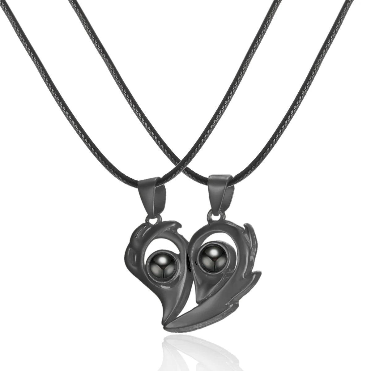 2Pc Magnetic Couple Necklace Set Distance Heart Matching Projection Pendent 100 Languages I Love You Lovers  Necklace Jewelry - Lovaki