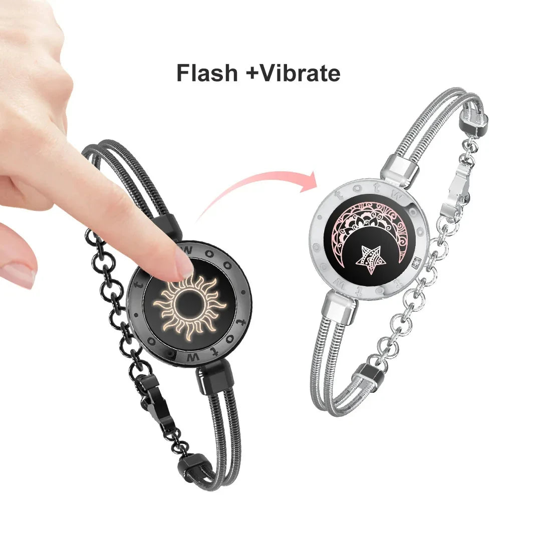 TOTWOO Long Distance Touch Bracelets for Couples, Vibration & Light up for Love Couples Bracelets | Long Distance Relationship - Lovaki