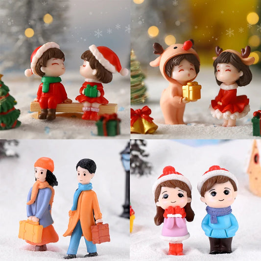 1Set Mini Cute Figurines Miniature Couple Accessories For Lover Wedding Gift Miniature Landscape Ornaments Doll House Decoration - Lovaki