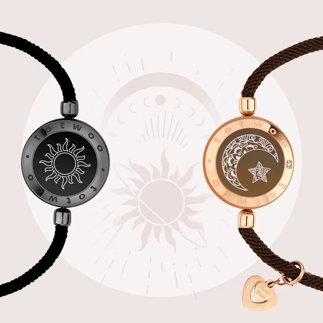 TOTWOO Long Distance Touch Bracelets for Couples, Vibration & Light up for Love Couples Bracelets | Long Distance Relationship - Lovaki
