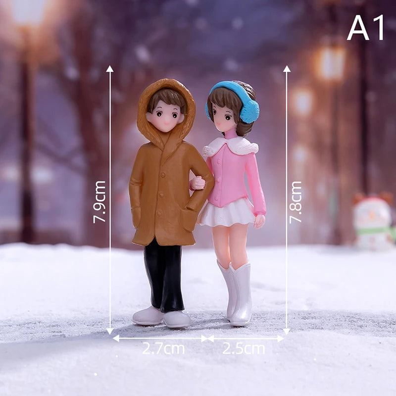 1Set Mini Cute Figurines Miniature Couple Accessories For Lover Wedding Gift Miniature Landscape Ornaments Doll House Decoration - Lovaki