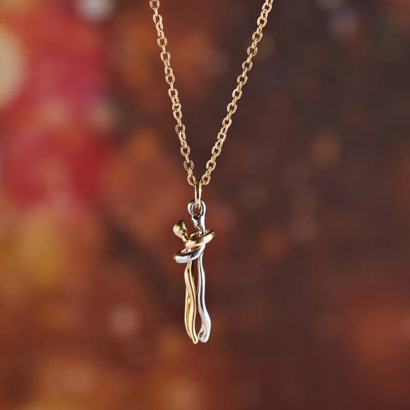 Hug Couples Pendant Necklace for Him and Her, The Tale of Two Lovers Jewelry, Affectionate Hug Necklaces Couple for Women Men - Lovaki