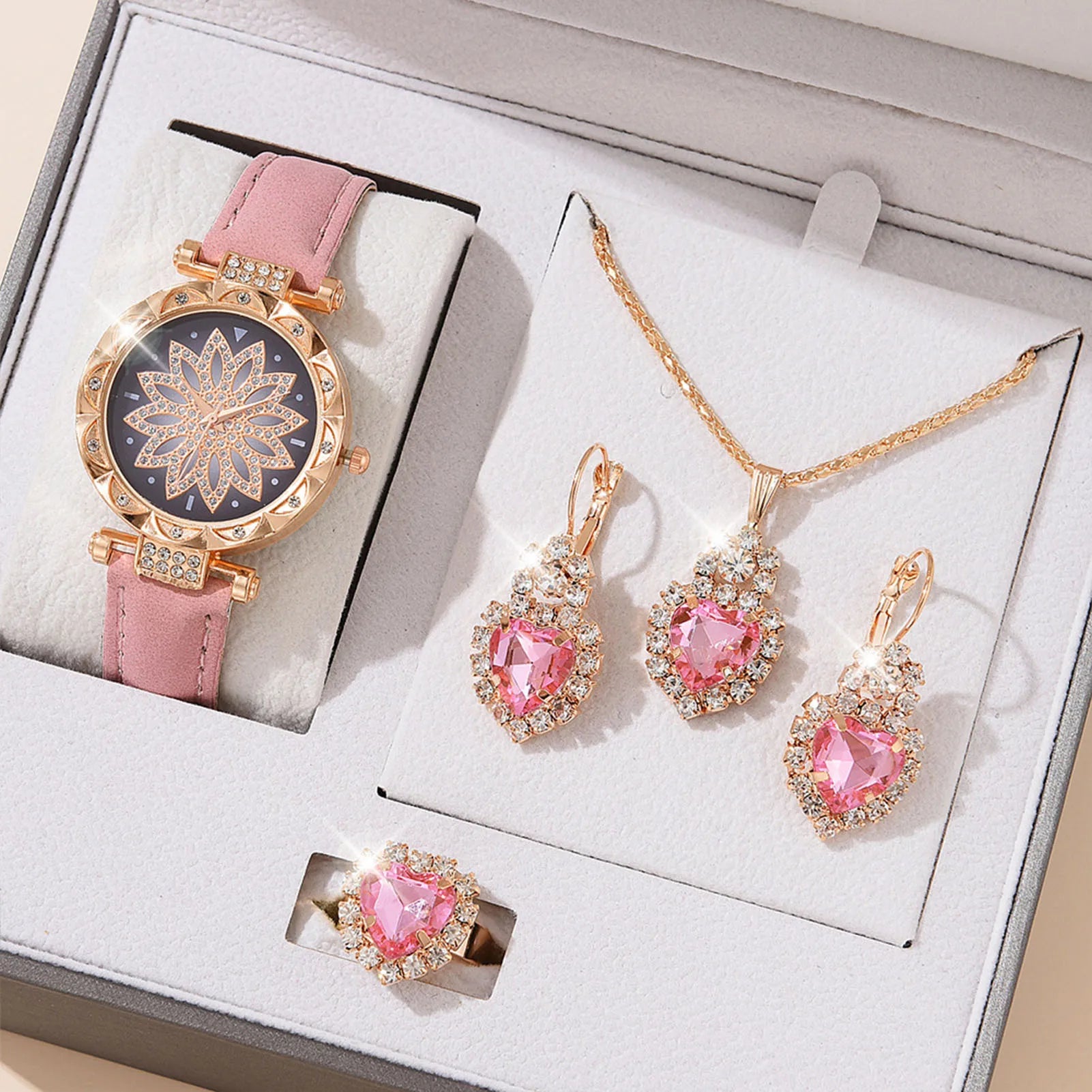 Watches Sets Gifts for Women Crystal Bling Wristwatch Jewelry Kit Gift for Mom Wife Girlfriend - Lovaki
