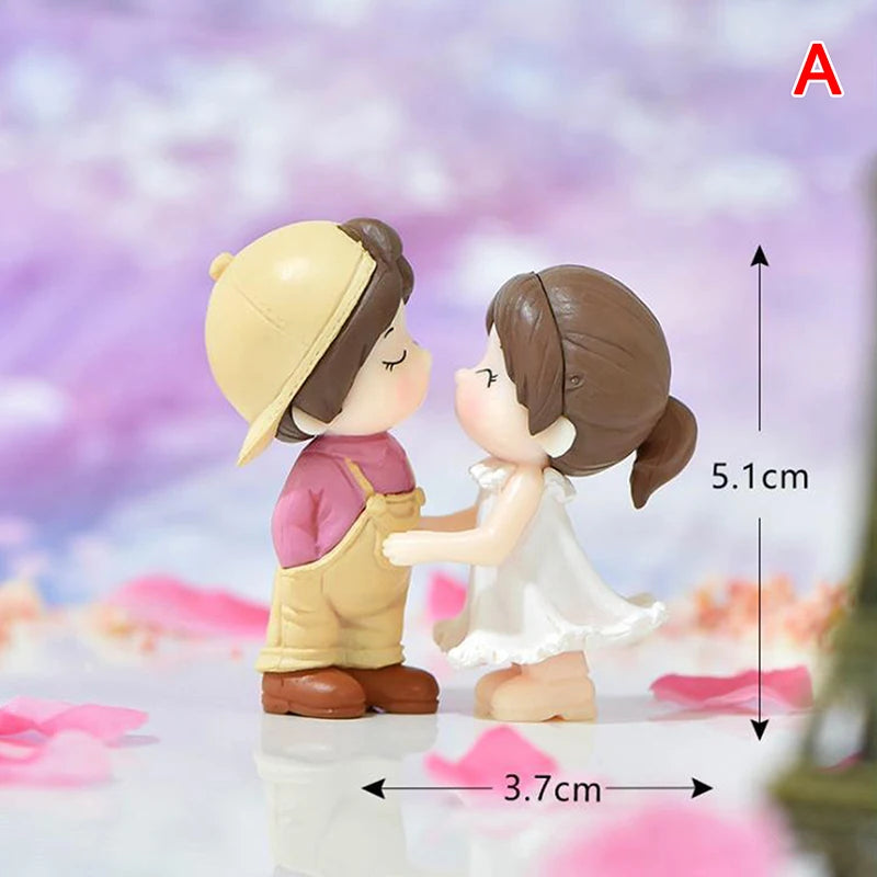 1Set Mini Cute Figurines Miniature Couple Accessories For Lover Wedding Gift Miniature Landscape Ornaments Doll House Decoration - Lovaki