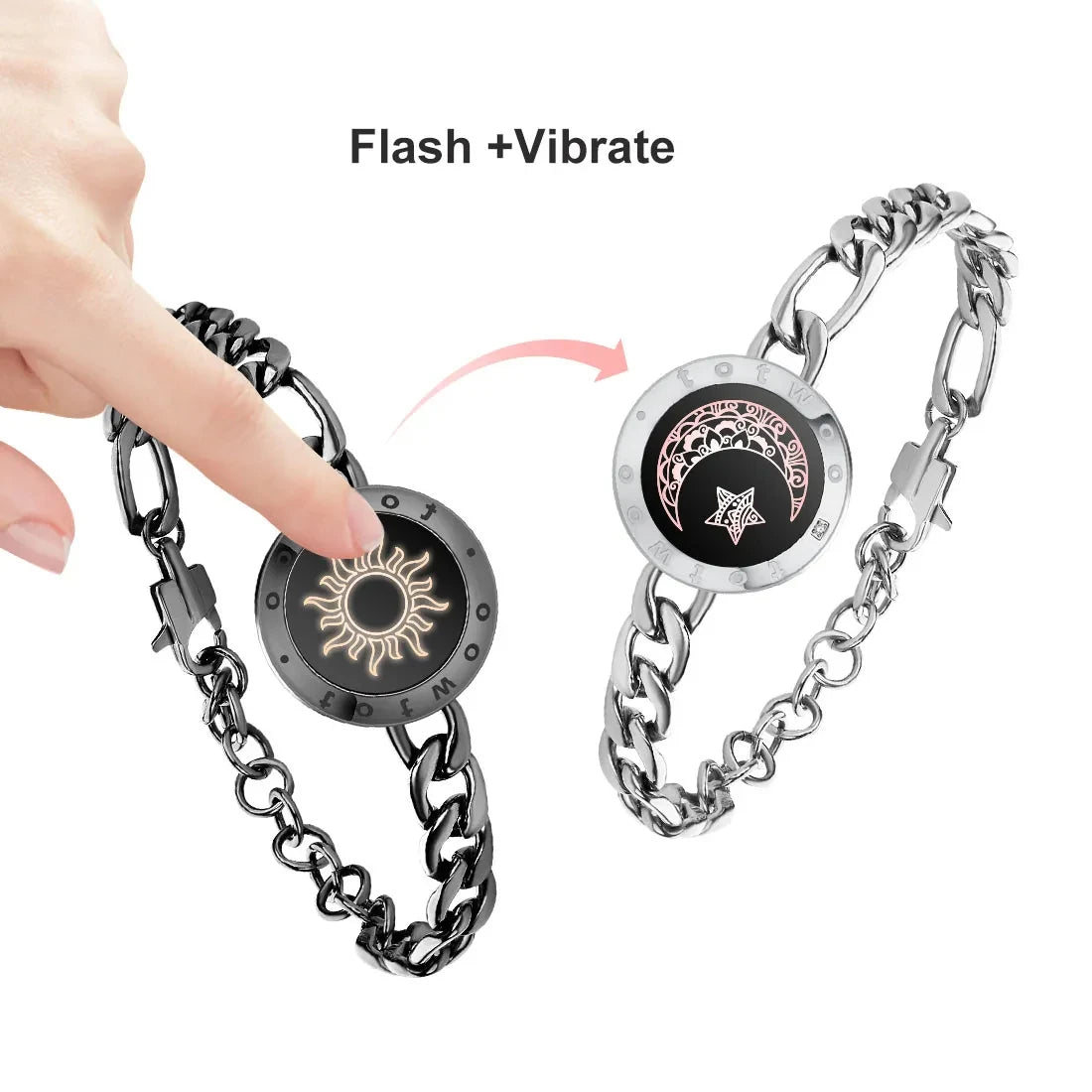 TOTWOO Long Distance Touch Bracelets for Couples, Vibration & Light up for Love Couples Bracelets | Long Distance Relationship - Lovaki