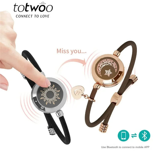 TOTWOO Long Distance Touch Bracelets for Couples, Vibration & Light up for Love Couples Bracelets | Long Distance Relationship - Lovaki