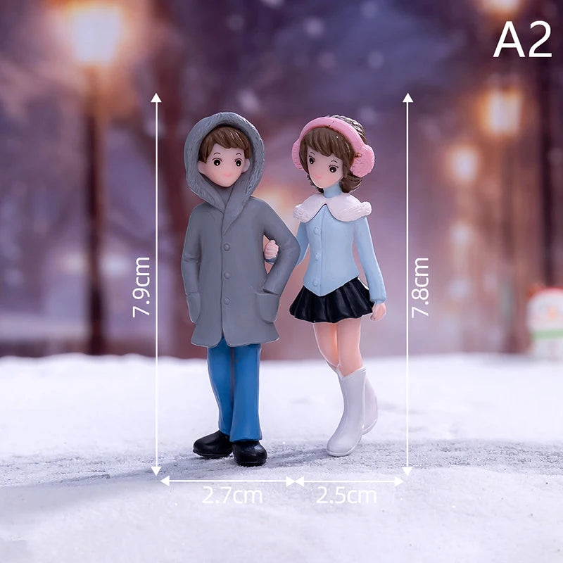 1Set Mini Cute Figurines Miniature Couple Accessories For Lover Wedding Gift Miniature Landscape Ornaments Doll House Decoration - Lovaki