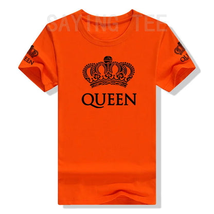 Matching Shirts for Couples Set for Him and Her King Queen T-Shirts Boyfriends Girlfriends Clothes Short Sleeve Graphic Tee Tops - Lovaki